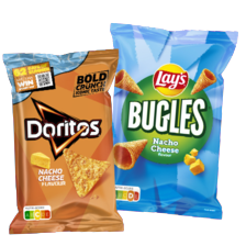 Doritos zak à 170 gram
of Lay’s bugles zak à 125 gram